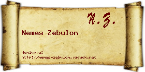 Nemes Zebulon névjegykártya